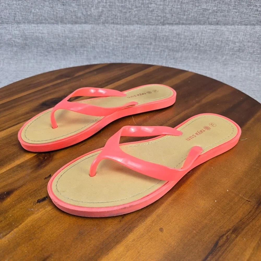 Raya‎ Sun Coral Pink Flip Flops Sandals Beach Pool Summer Size 10